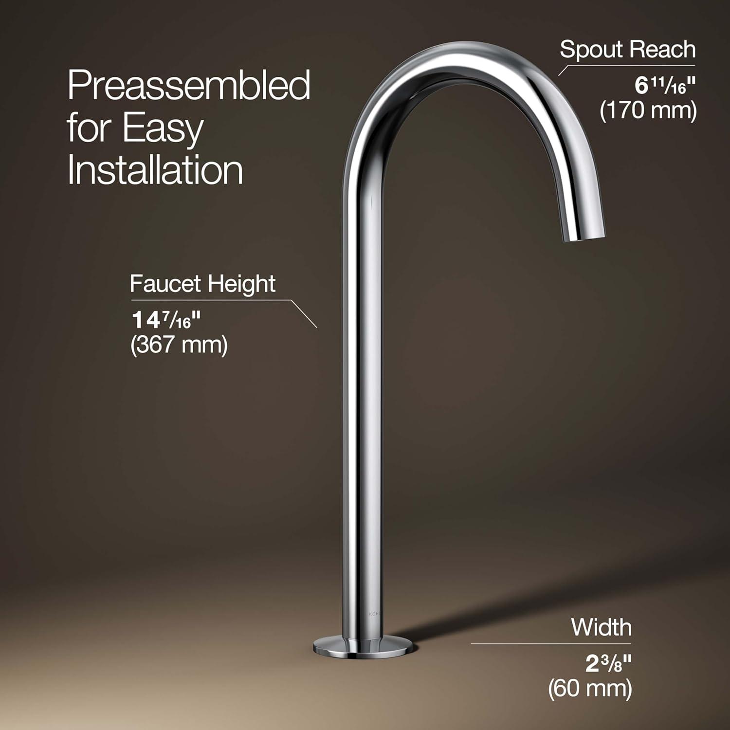 Polished Chrome Modern Sink Faucet Spout with Laminar Flow Aerator