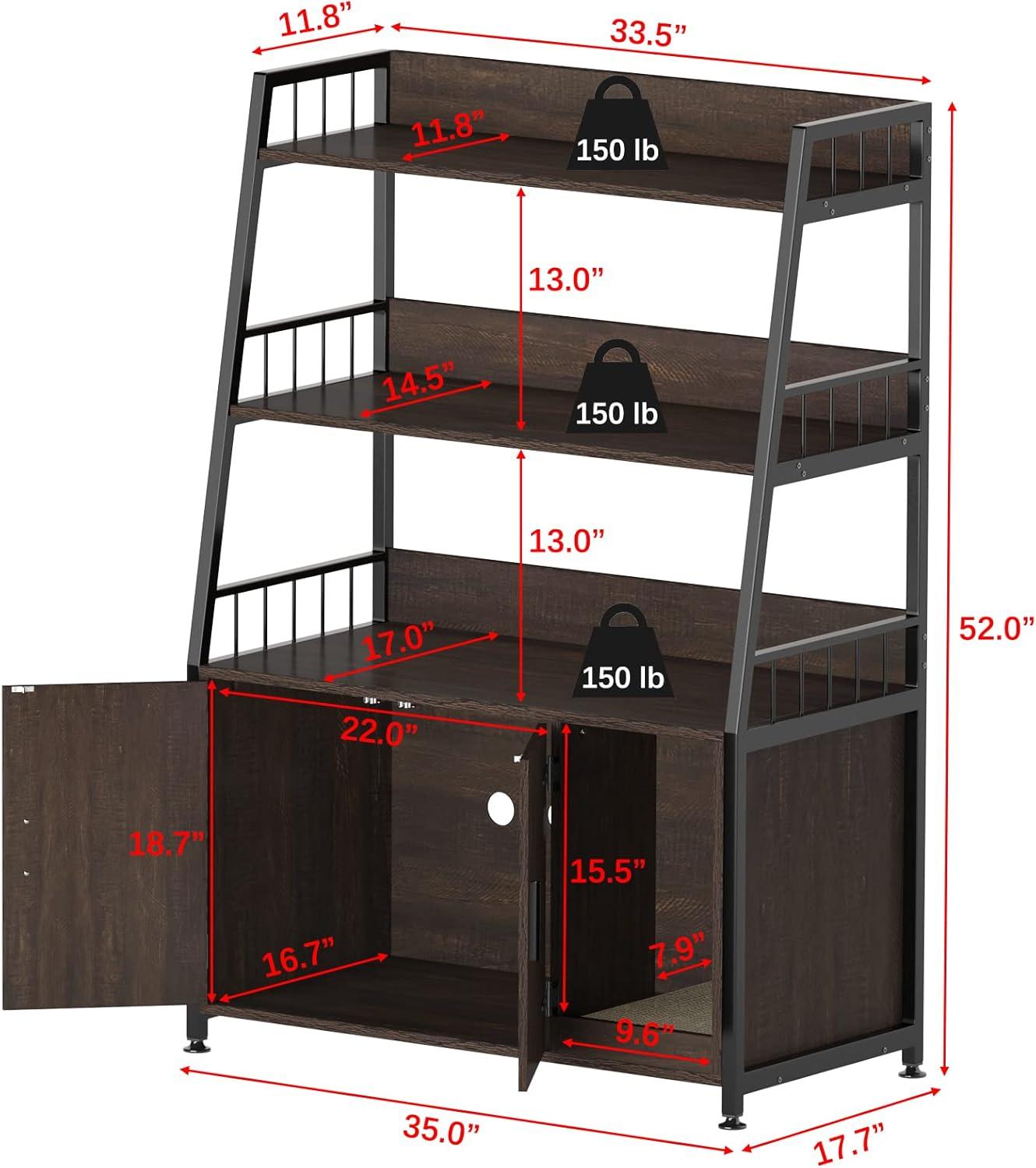 GDLF Large Hidden Cat Litter Box Enclosure Furniture with Shelf  Cat Washroom Storage with Scratch