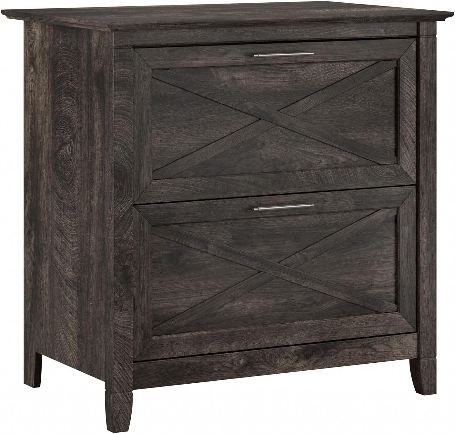 Bush Furniture Key West Lateral File Cabinet, 2 Drawer, Dark Gray Hickory