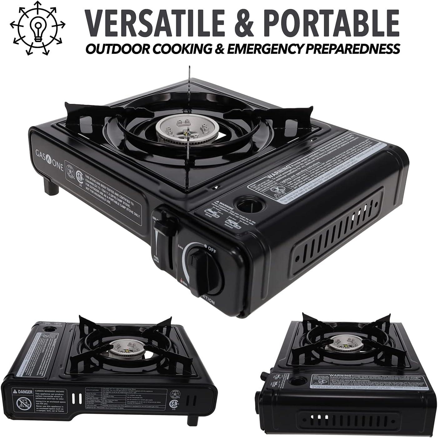 GAS ONE GS-3000 Portable Gas Stove with Carrying Case, 9,000 BTU, CSA Approved, Black