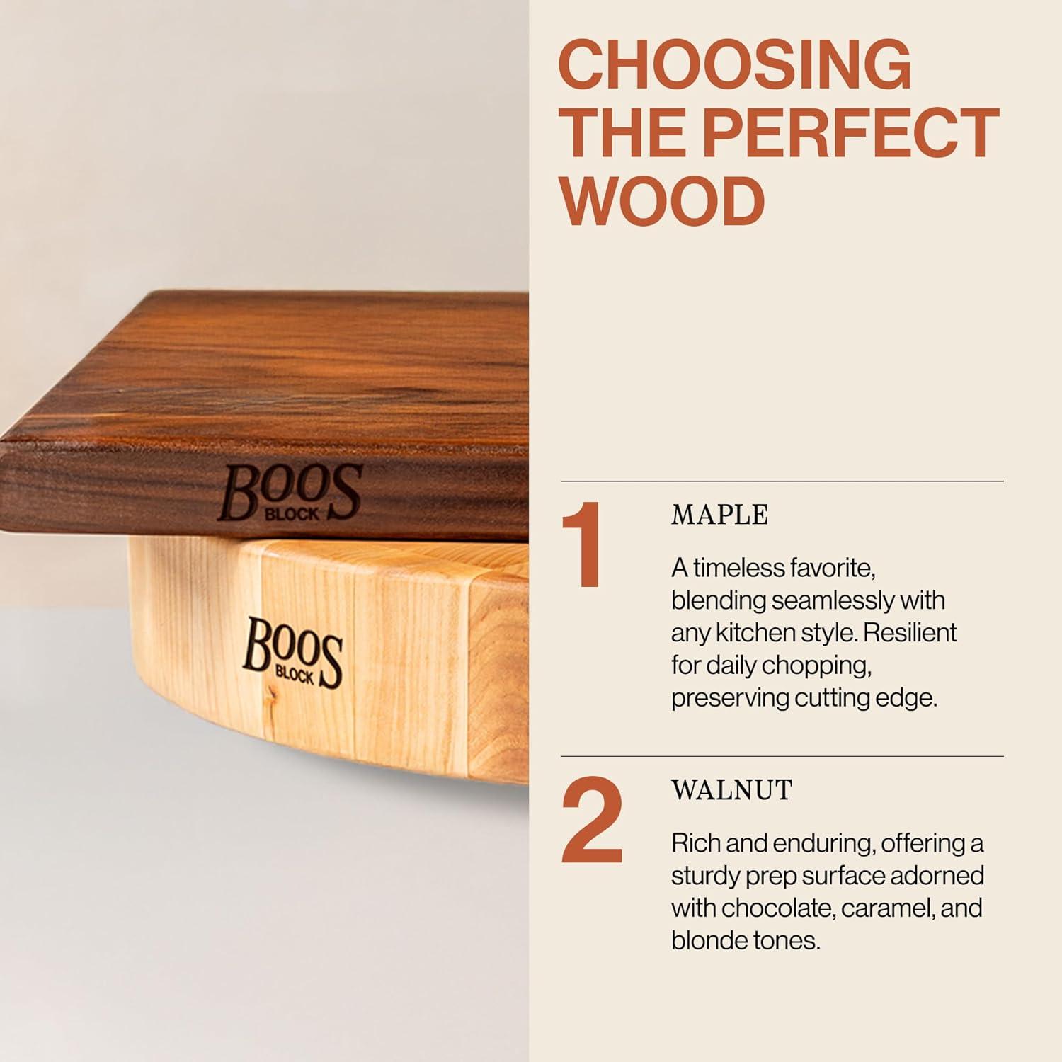 John Boos Gift 1.5" Edge Grain Walnut 12" Square Cutting Board with Wood Feet