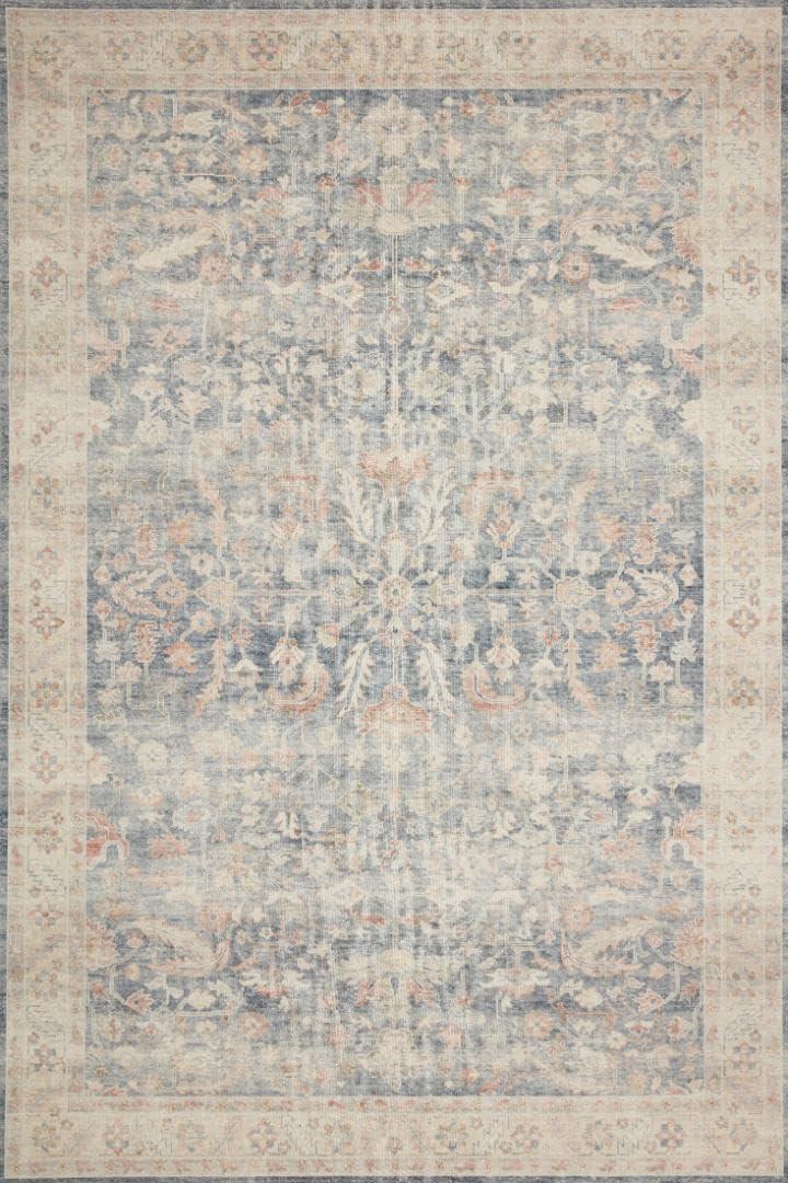 3'6"x5'6" Hathaway Rug Denim Blue - Loloi Rugs: Mid-Century Modern Medallion, Indoor Flat Pile, Polyester