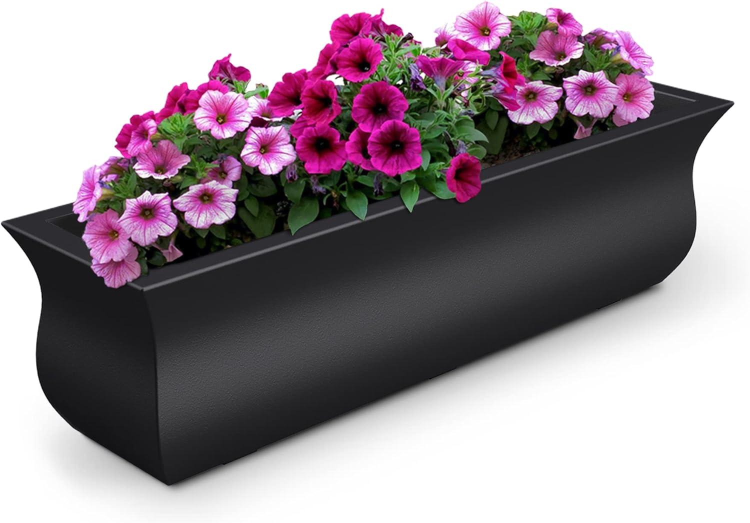 Mayne Valencia 36" x 10" x 10" Self-Watering Polyethylene Window Box - Black