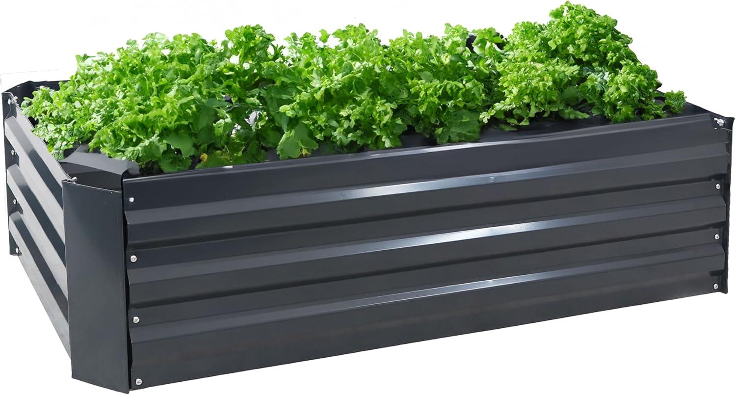 Rust-Resistant Dark Gray Galvanized Steel 48" Raised Garden Bed