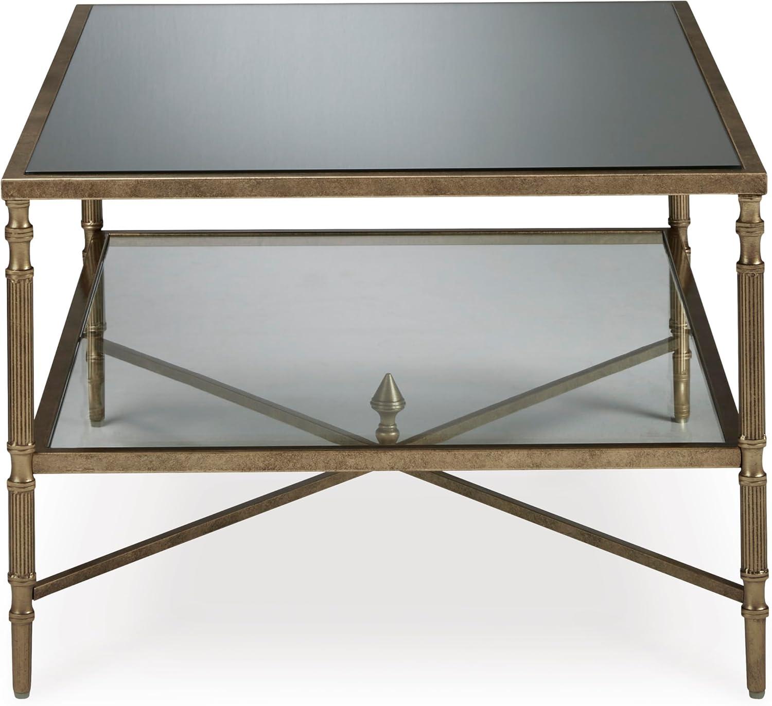 Signature Design by Ashley Cloverty Glass Top Coffee Table, Aged Gold