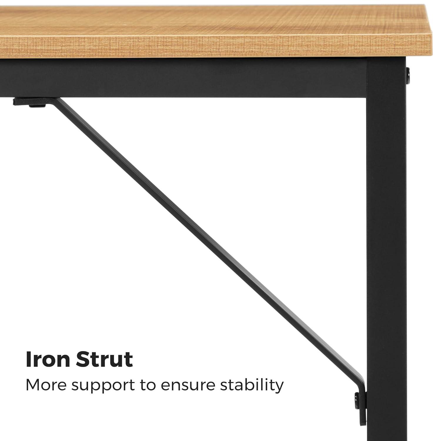 VASAGLE 39-Inch Computer Writing Desk Home Office Small Study Workstation Industrial Style PC Laptop Table Steel Frame 39.4in Honey Brown + Black