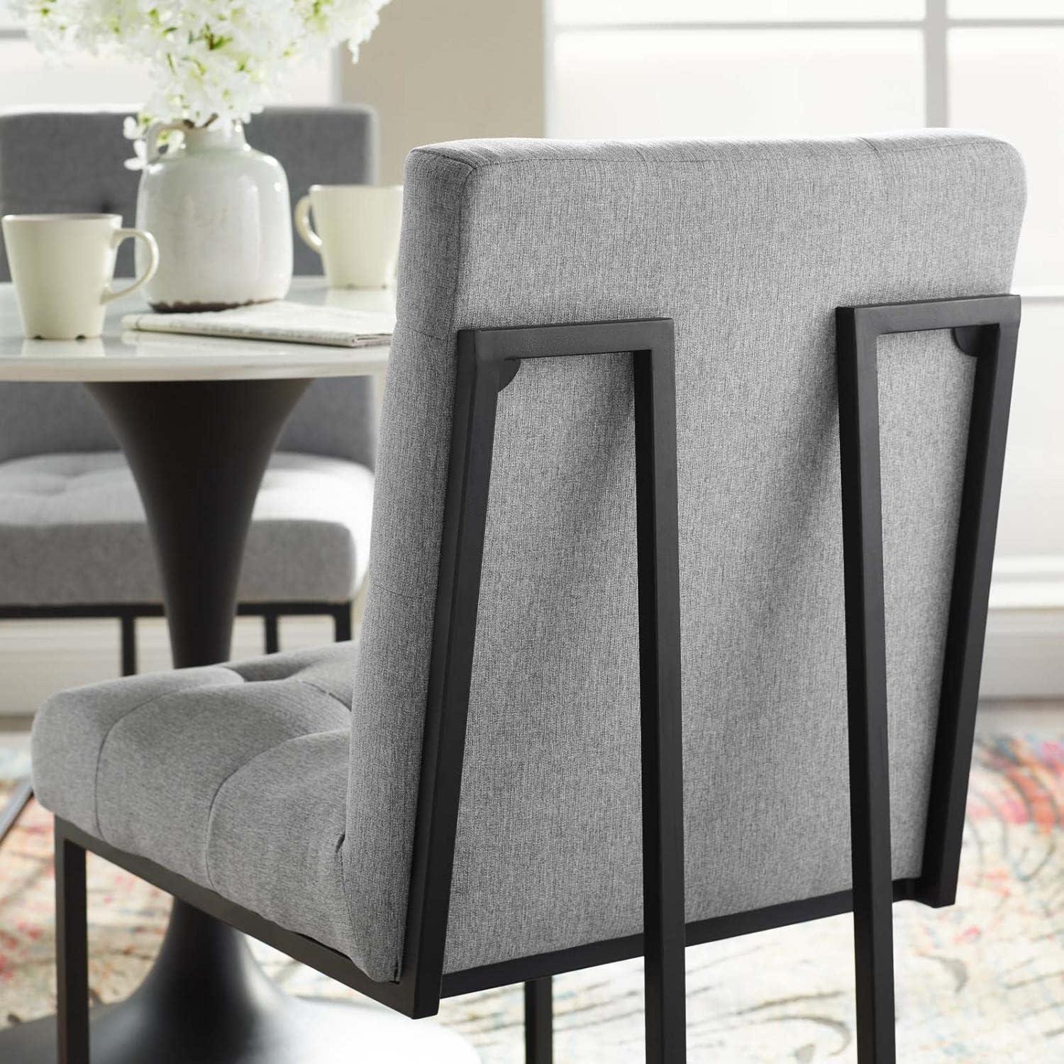 Privy Black Stainless Steel Upholstered Fabric Dining Chair by Modway