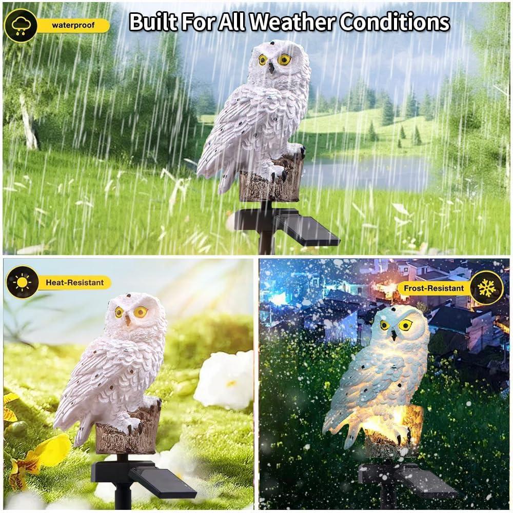 Solar Energy Owl Light, Garden Decoration Resin Cute Animal Ground Lamp， Wireless Dusk to Dawn LED Sconce Lights Waterproof.