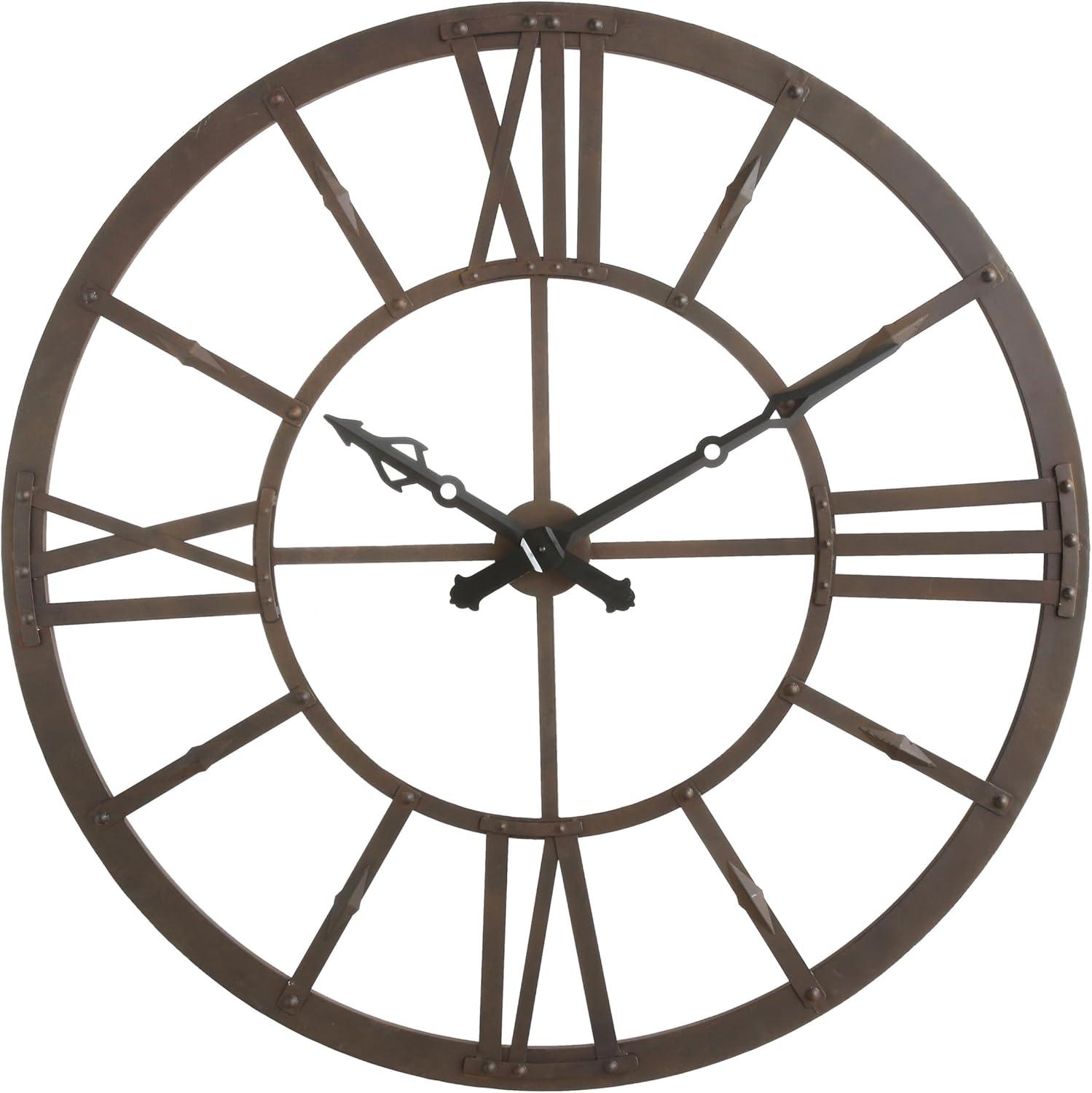 47" Round Mid-Century Modern Metal Clock Rust - Storied Home