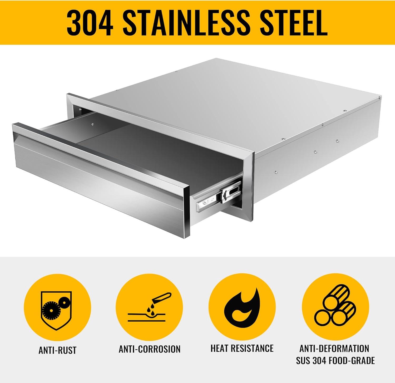 24" Stainless Steel Single BBQ Drawer for Outdoor Kitchen