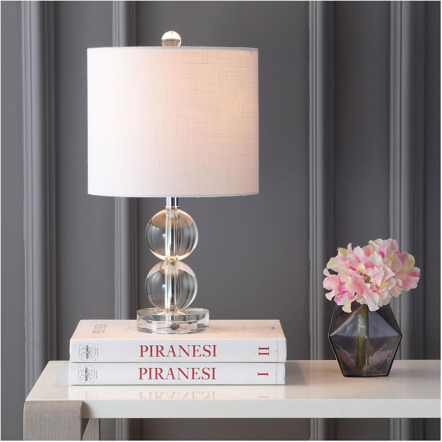 Brooklyn 17.5" Clear Crystal LED Table Lamp with White Shade