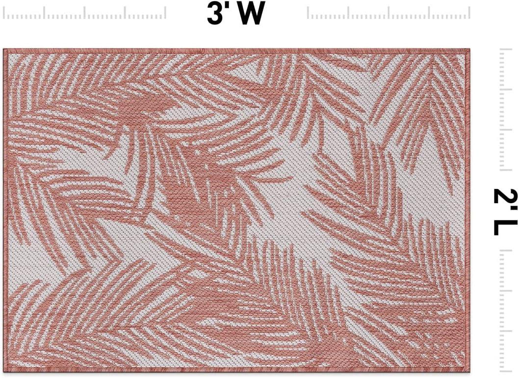 World Rug Gallery Contemporary Distressed Leaves Textured Flat Weave Indoor/Outdoor Area Rug - TERRA 2'x3'