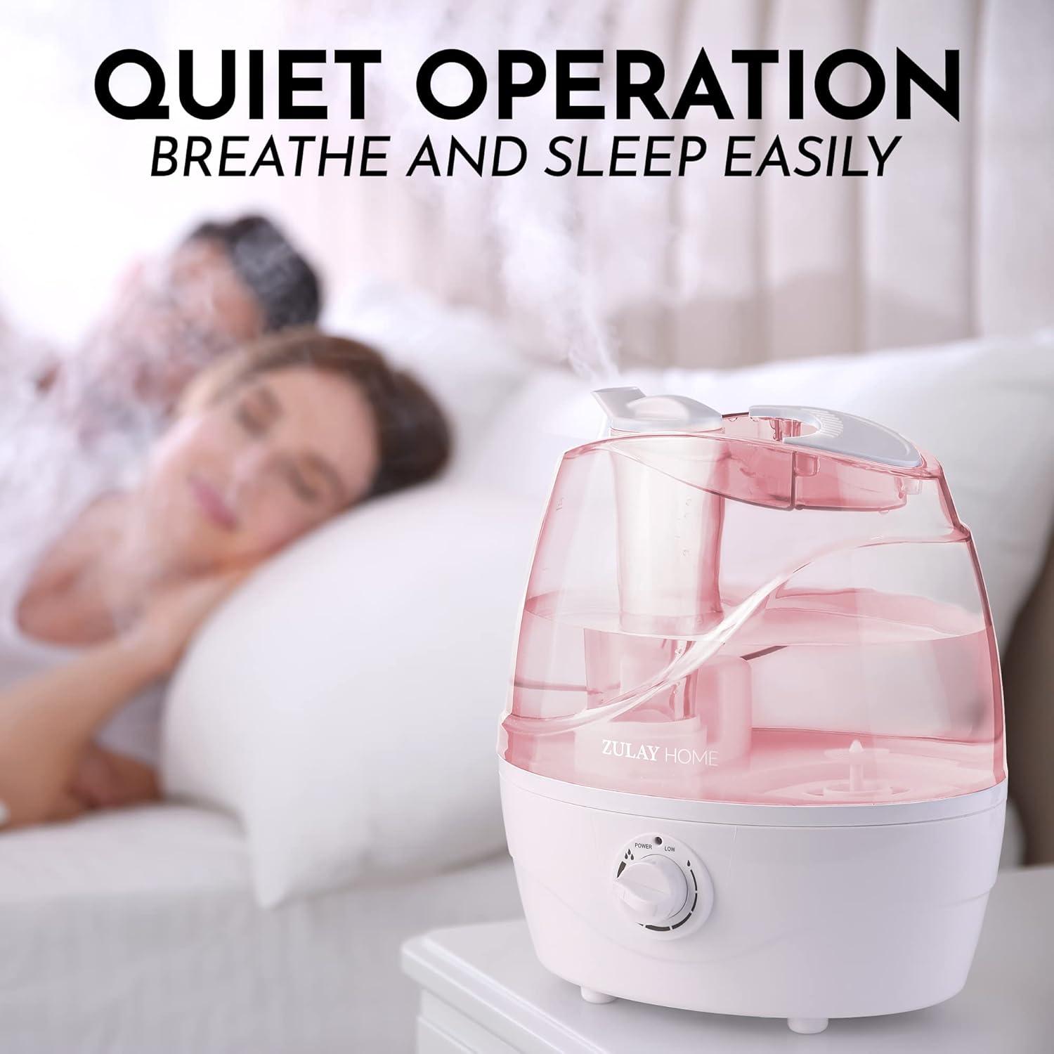 Zulay Kitchen Zulay Home Cool Mist Humidifiers For Bedroom (2.2L Water Tank) - Quiet Ultrasonic Humidifiers For Large Room With Auto Shutoff Feature - Air Humidifier For Plants, Nursery, Kids Room (Gray)
