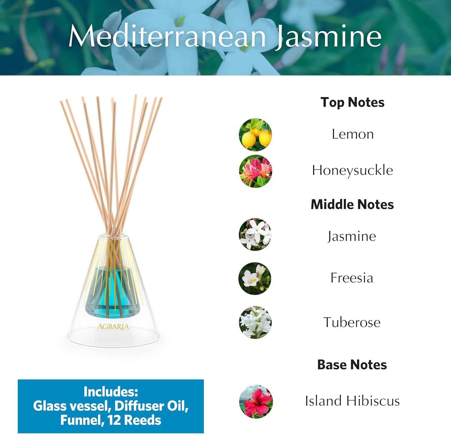 Mediterranean Jasmine Reed Diffuser with Gold Accents