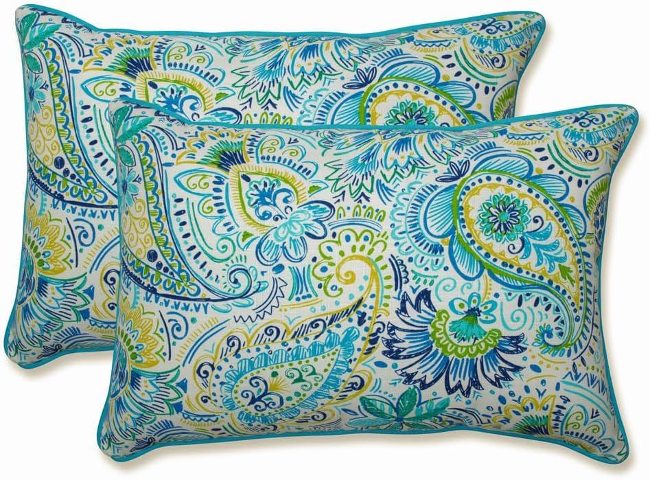 Pillow Perfect Gilford Paisley Indoor/Outdoor Reversible Throw Pillow (Set of 2)