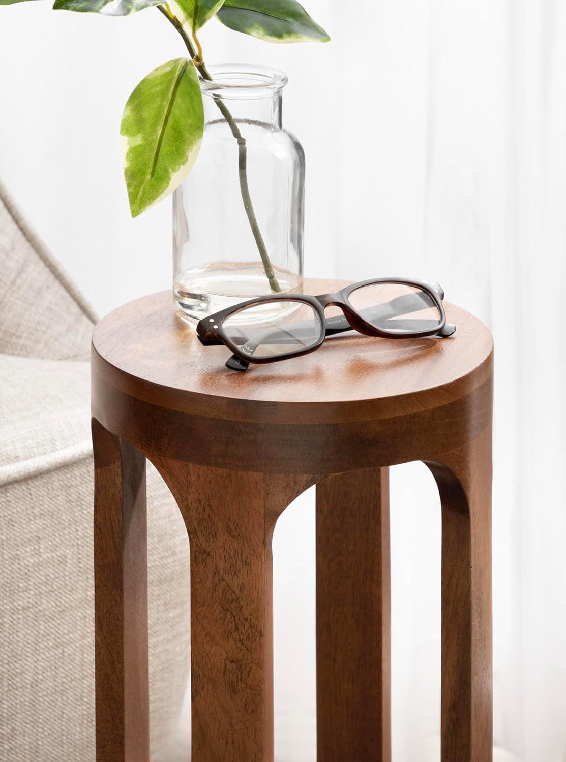 Kate and Laurel Dahl Wood Drink Table, 12x12x23, Walnut Brown