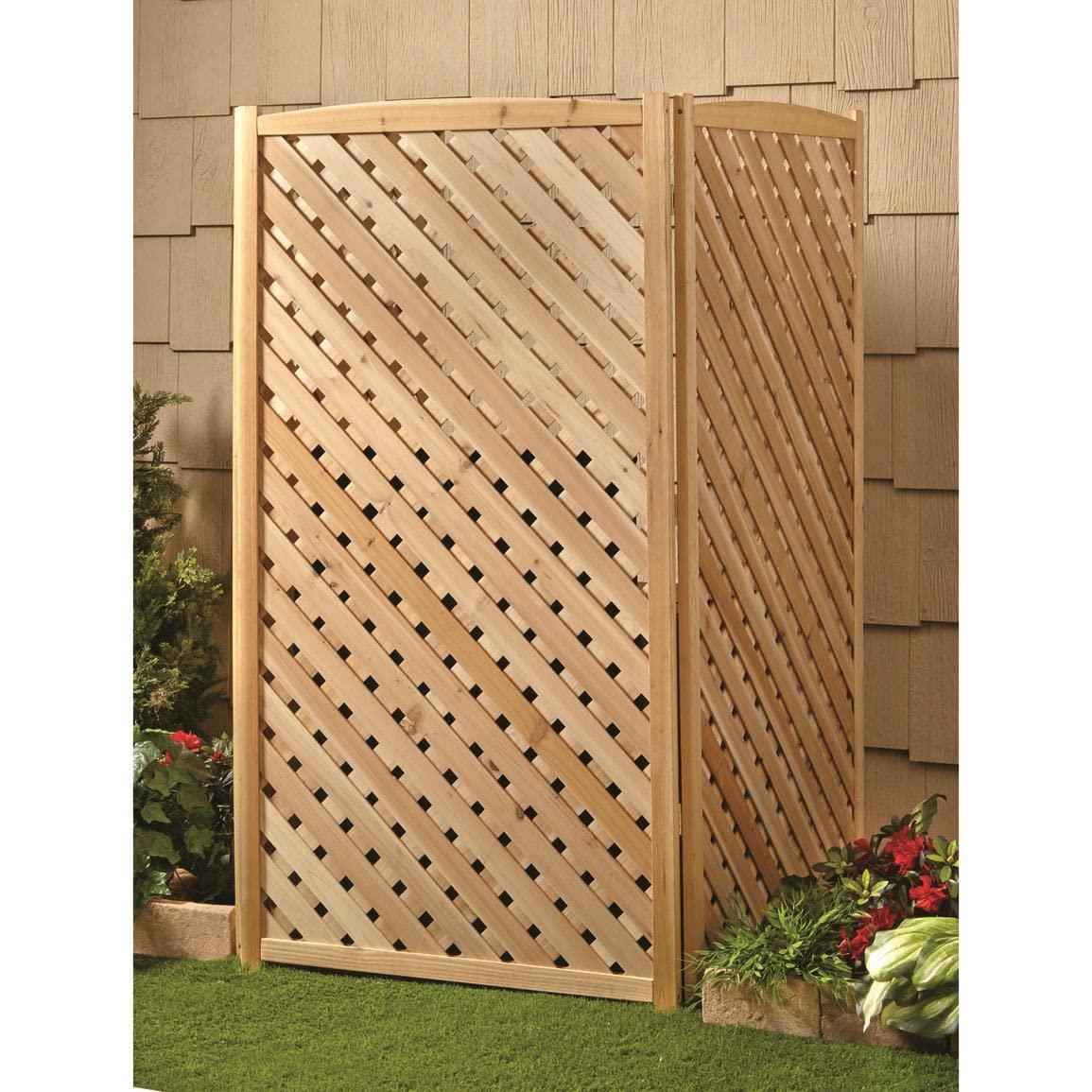 Solid Fir Wood 3-Panel Outdoor Privacy Screen