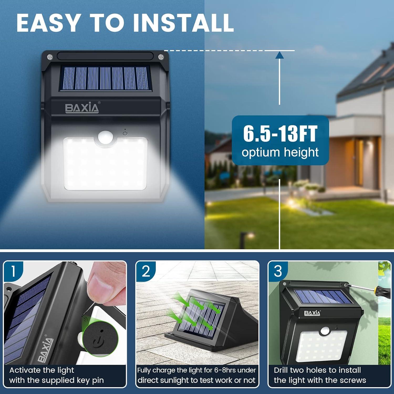 Baxia Black Solar LED Motion Sensor Outdoor Sconce Multipack