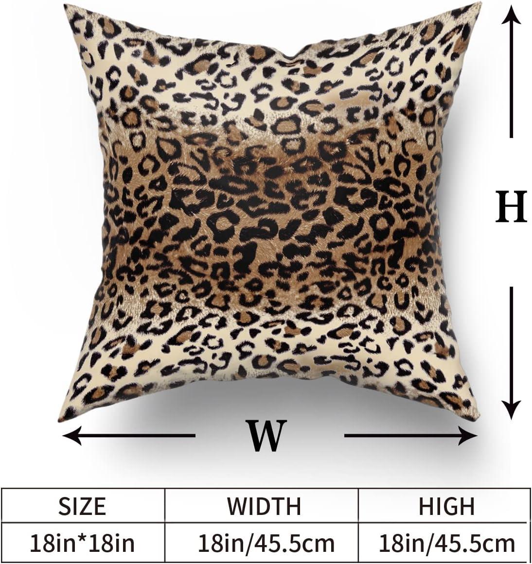 Brown Leopard Throw Pillow Cover - 2 Pcs Cheetah Pillow Case 20x20 inch Cotton Soft Animal Print Pillows Covers Decorative Cushion Cover for Home Couch Bed Sofa Double Side Printed