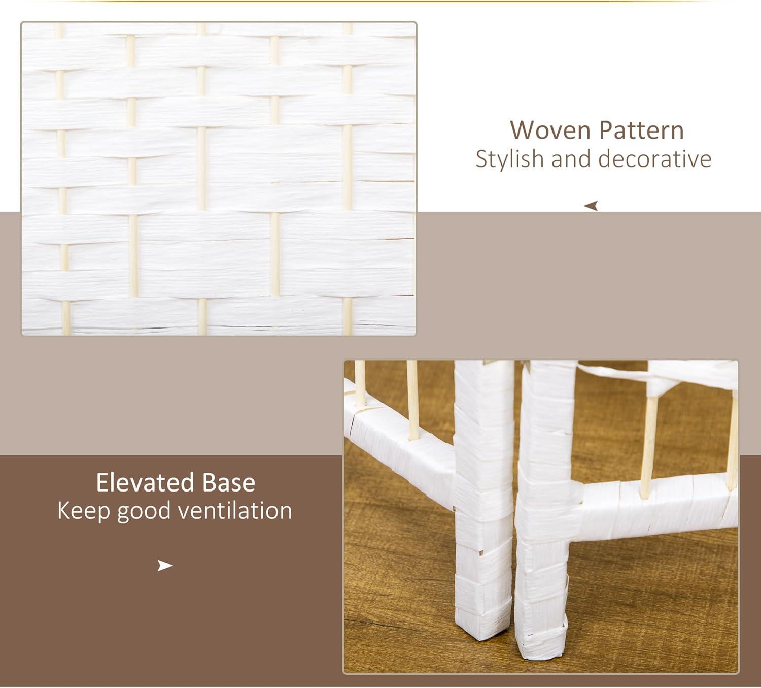 White Wave Fiber Freestanding Partition Wall Divider, 3 Panel Room Separator, Folding Privacy Screen, 5.6'