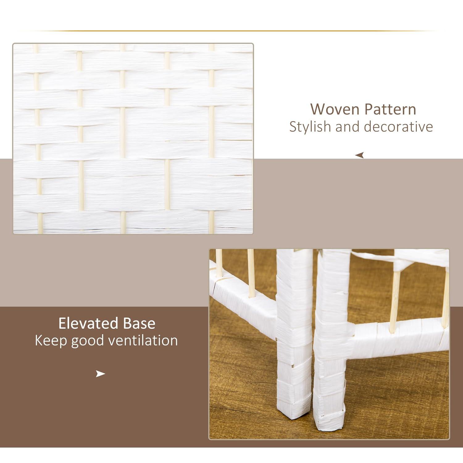 White Wave Fiber Freestanding Partition Wall Divider, 3 Panel Room Separator, Folding Privacy Screen, 5.6'