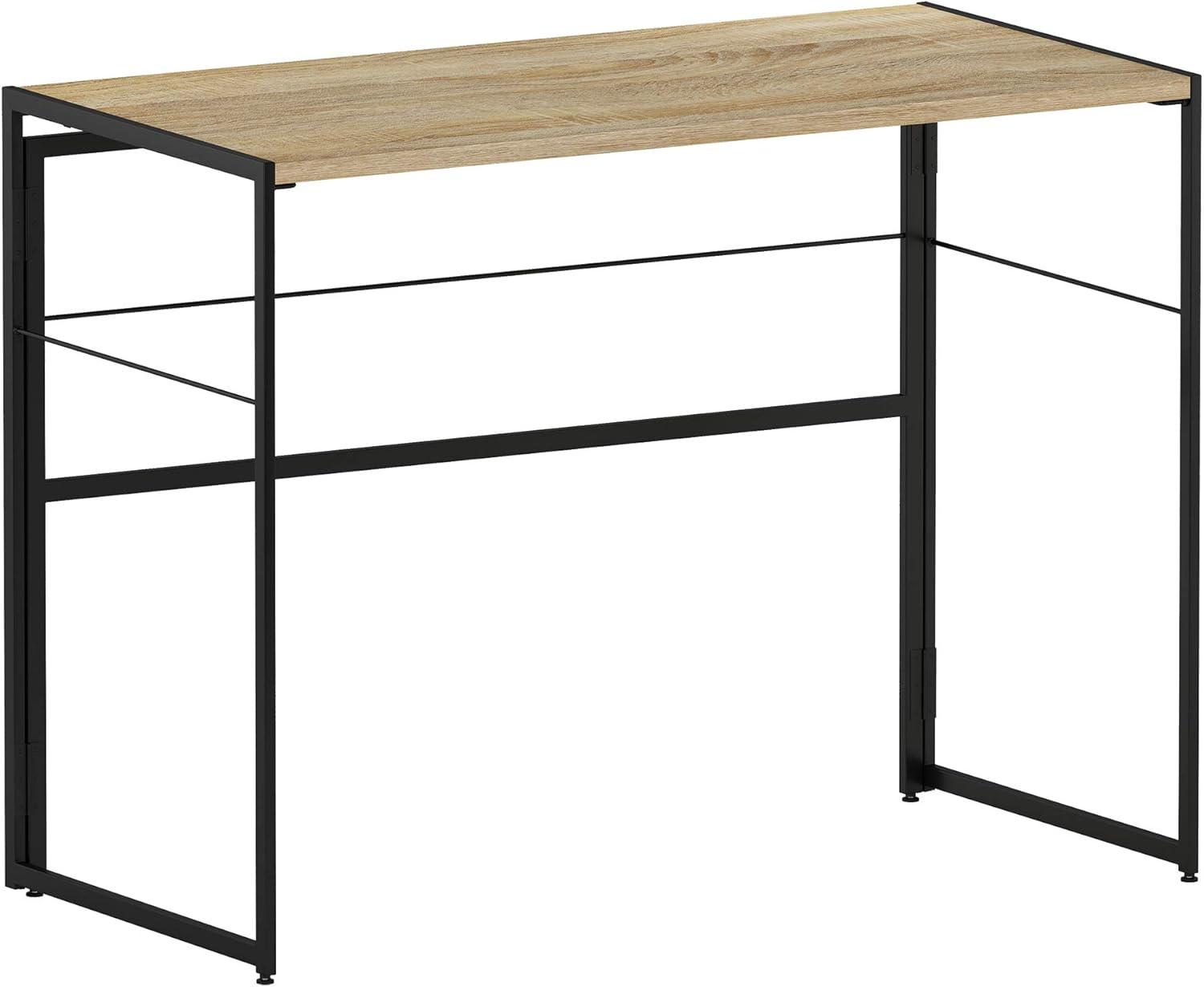 Furinno Riau No Tool Metal Frame Computer Desk, Sonoma Oak/Black