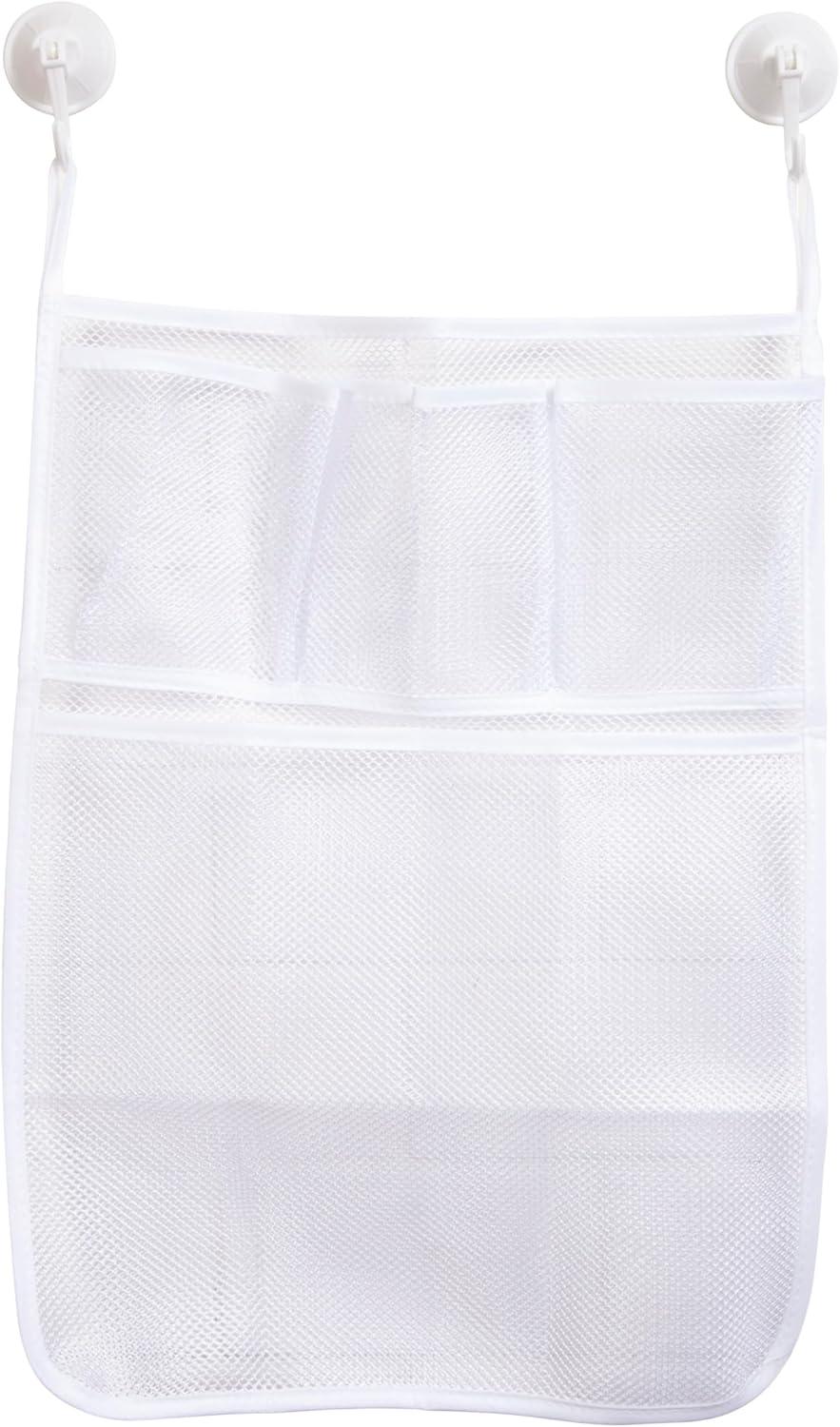 White Mesh 4-Pocket Suction Shower Caddy