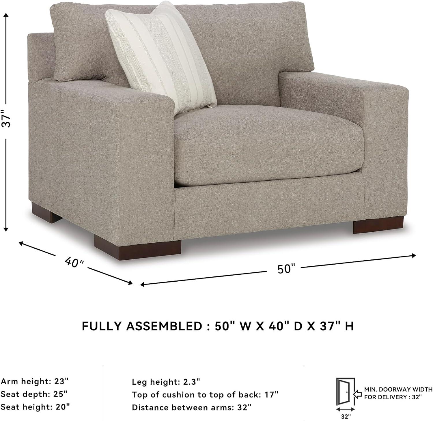 Beige Flax Contemporary Oversized Stationary Chair