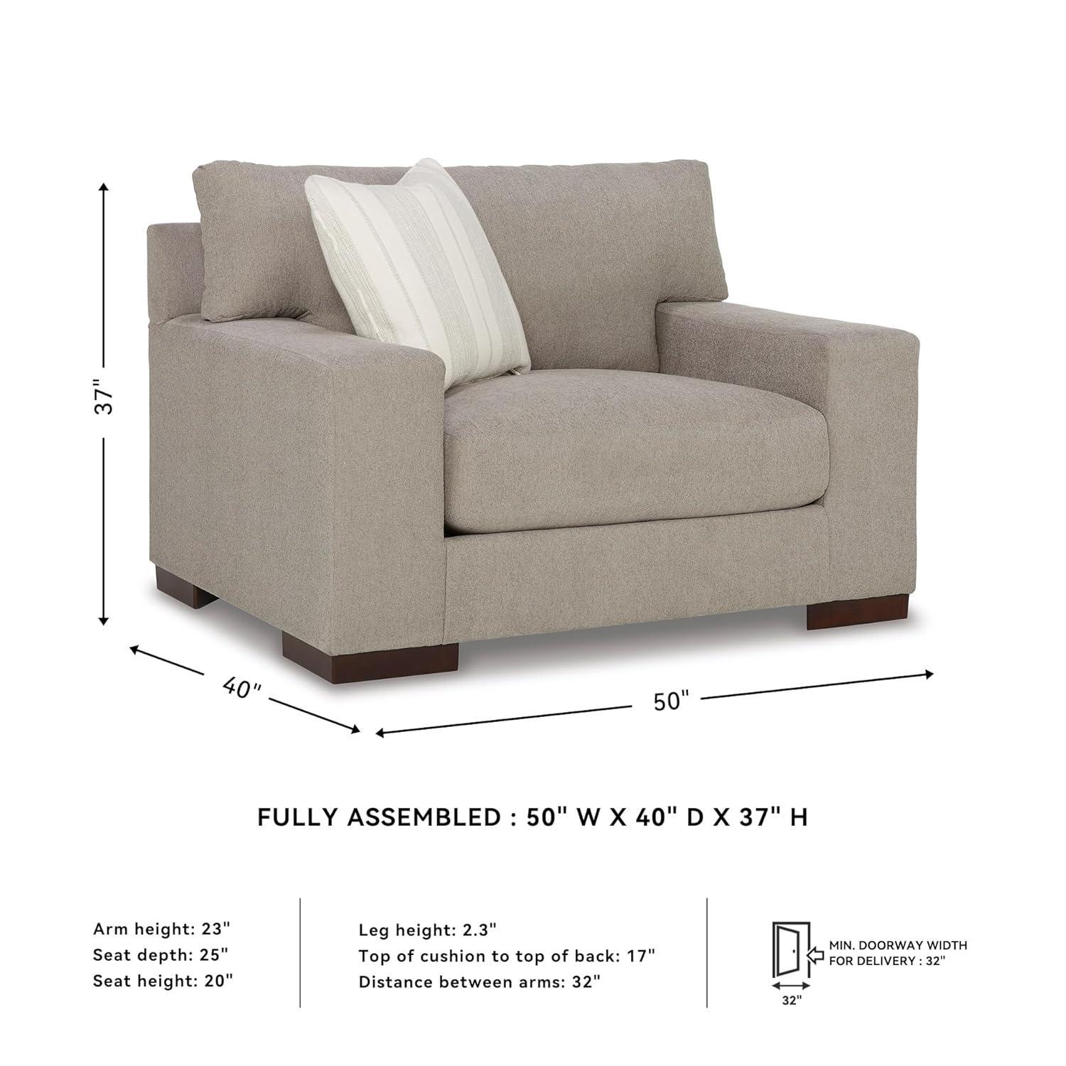 Beige Flax Contemporary Oversized Stationary Chair