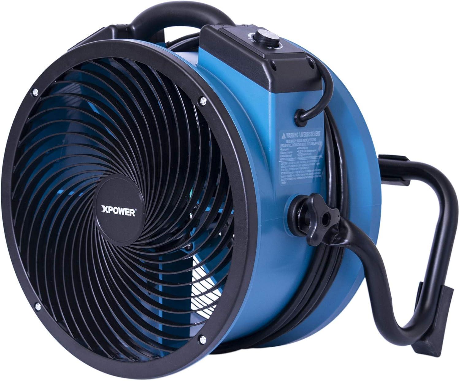XPOWER Blue Industrial Axial Air Mover Blower Fan with Variable Speed Control