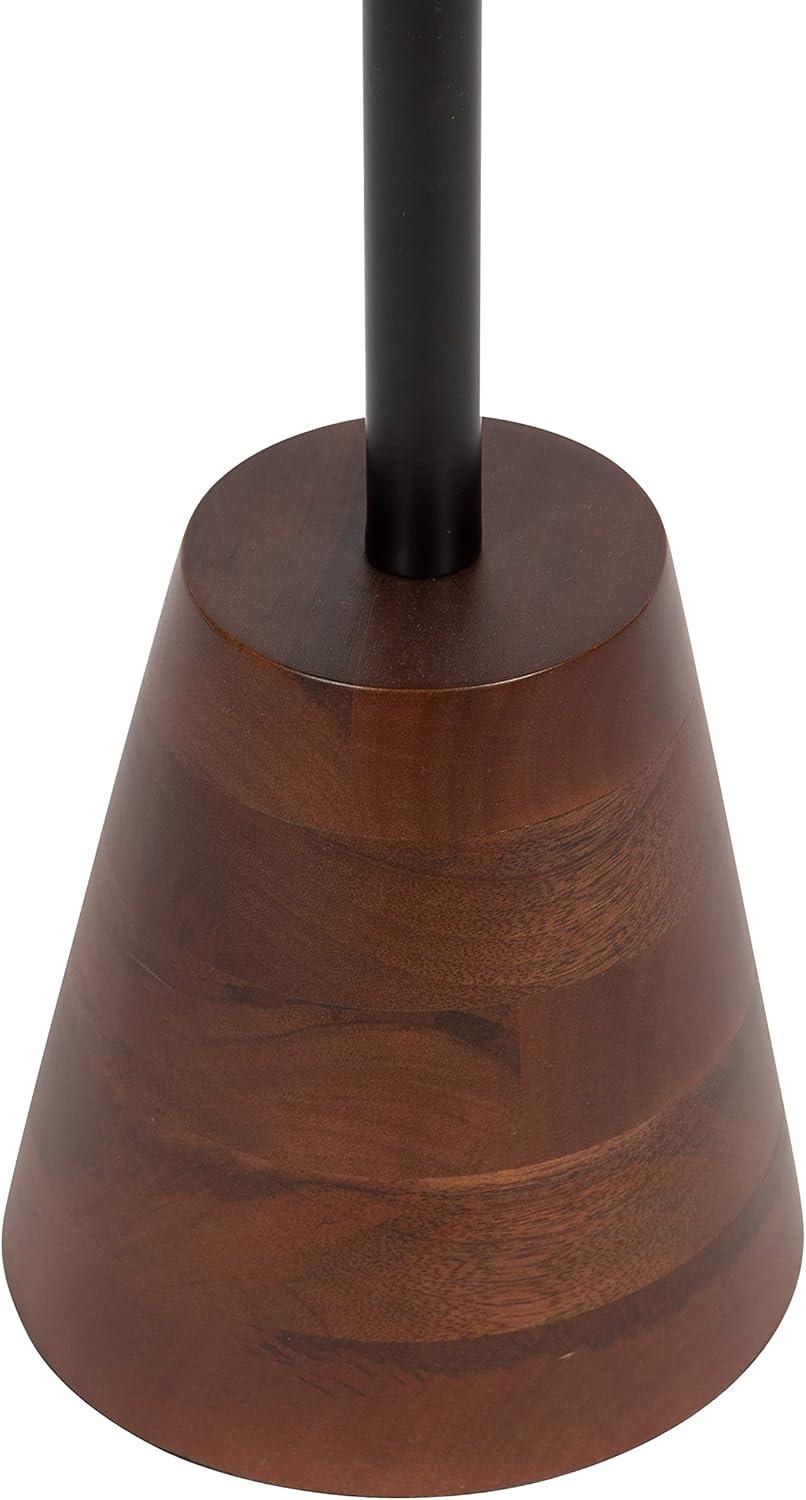 Kate and Laurel Tira Round Metal Side Table, 14x14x24, Black and Walnut Brown