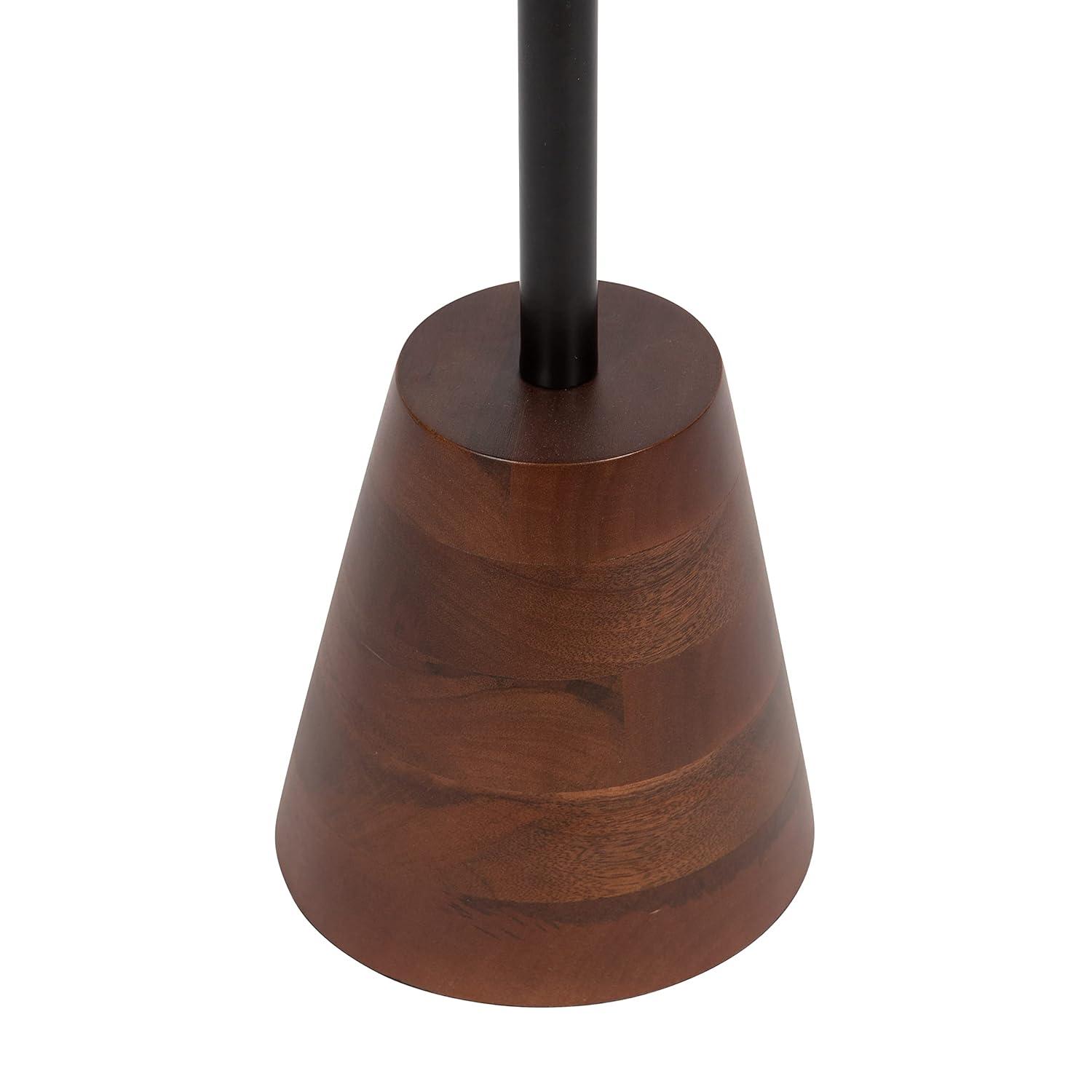 Kate and Laurel Tira Round Metal Side Table, 14x14x24, Black and Walnut Brown