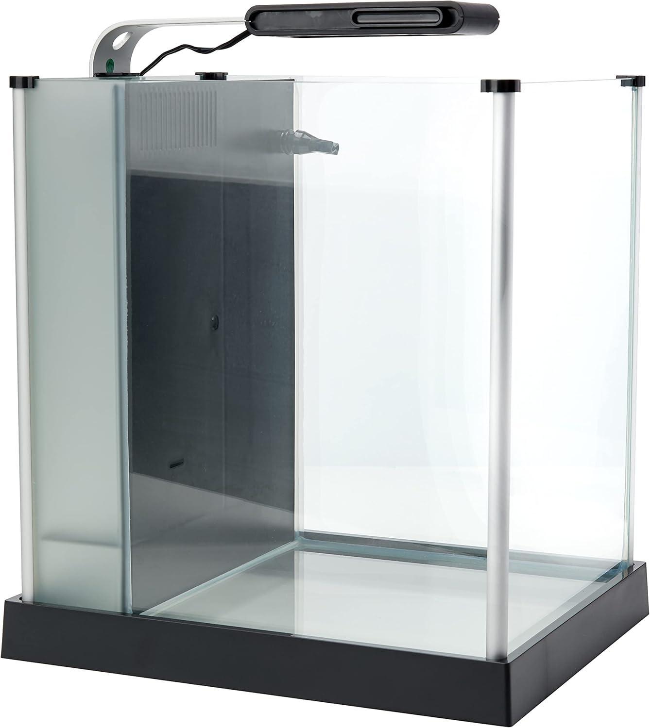 Black Glass 2.6 Gallon Desktop Aquarium Kit with LED Lighting