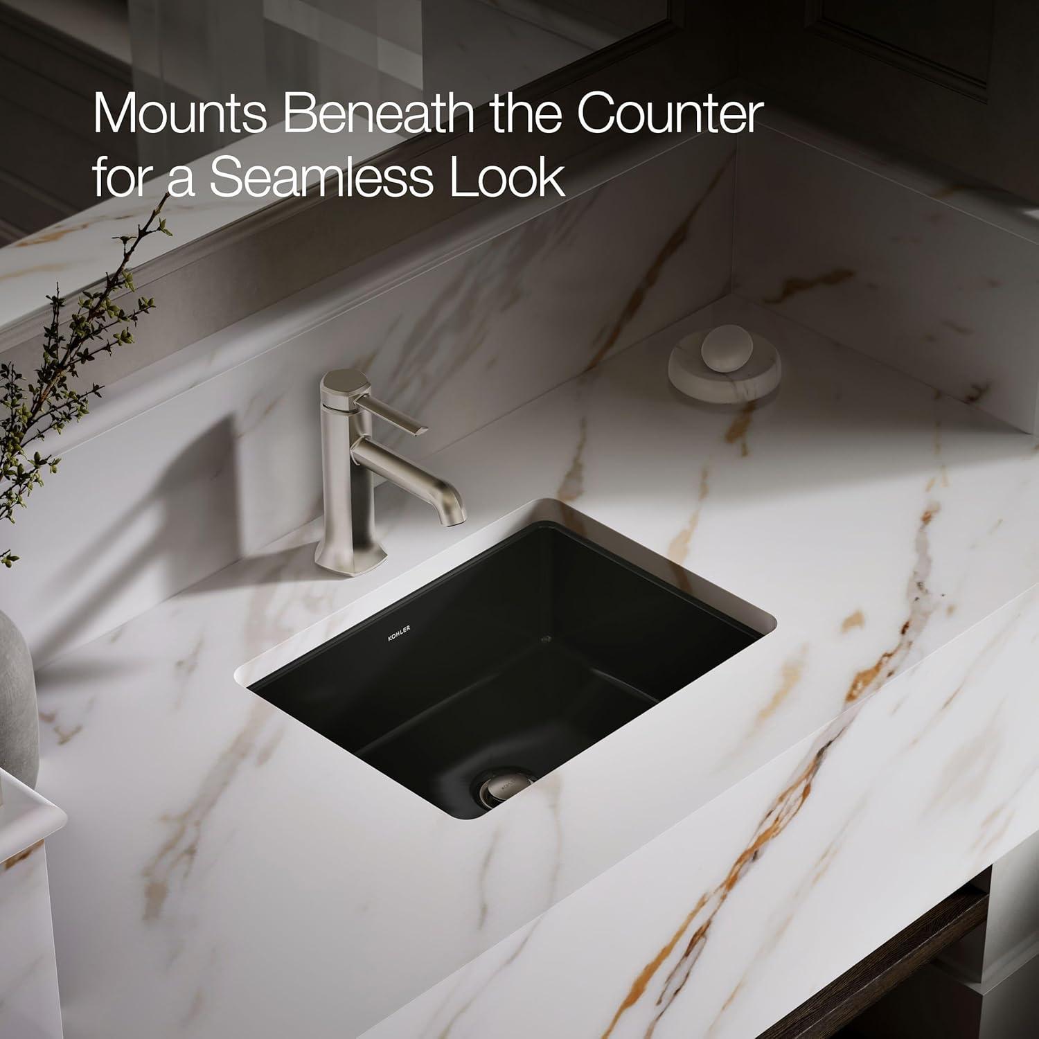 Verticyl 17" Rectangular Under-Mount Bathroom Sink with Overflow Drain