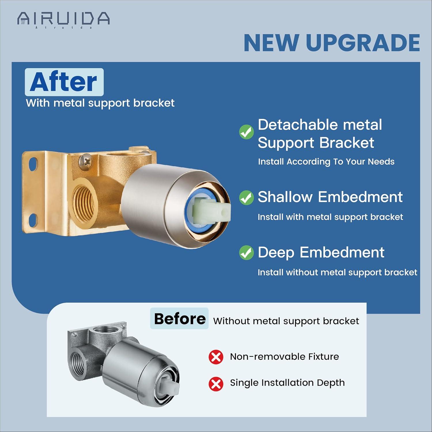 AWZTOO 10 Inch Wall Mount Shower System WIth Rough-in Valve Bathroom Shower Faucet Modern Rainfall Shower Head Combo Set Brushed Nickel Brushed,