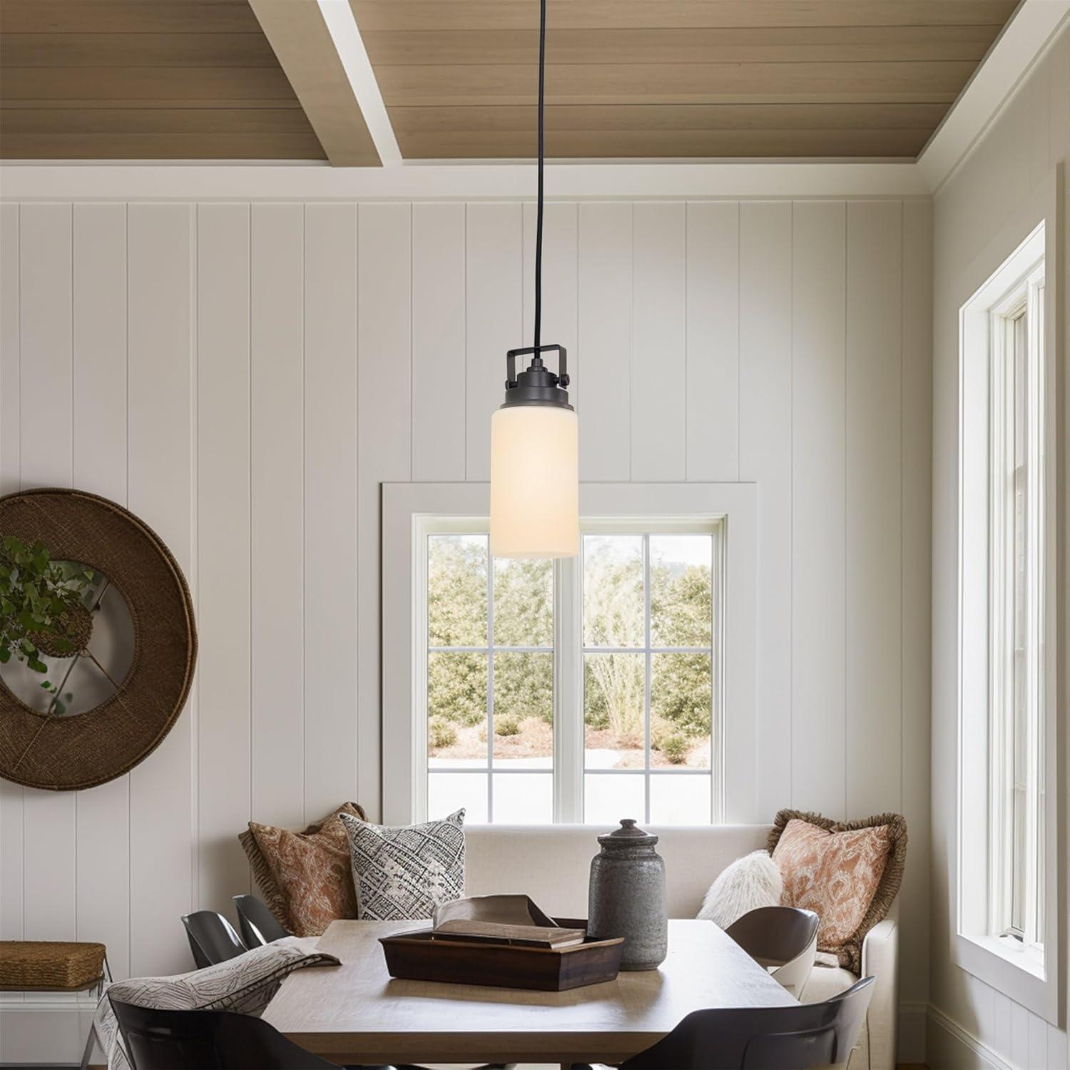 Kira Home 7" Cylinder Glass Shades, Opal Replacement Glass, 1-5/8" Fitter Opening for Threaded Medium Base Socket, 6.75"