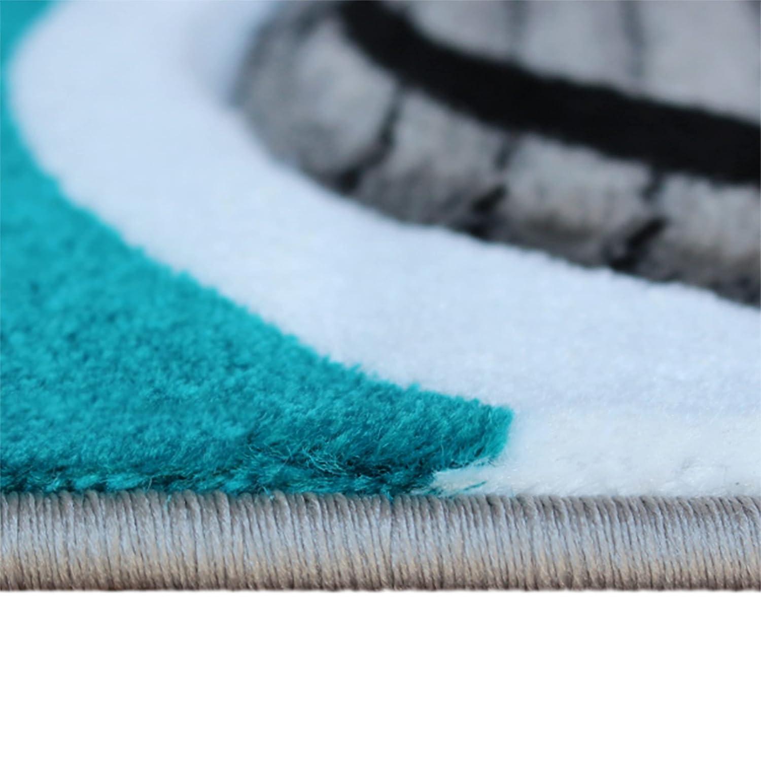 Flash Furniture Athos Rectangular Contemporary White, Black, Grey, Turquoise Area Rug, 5' x 7'
