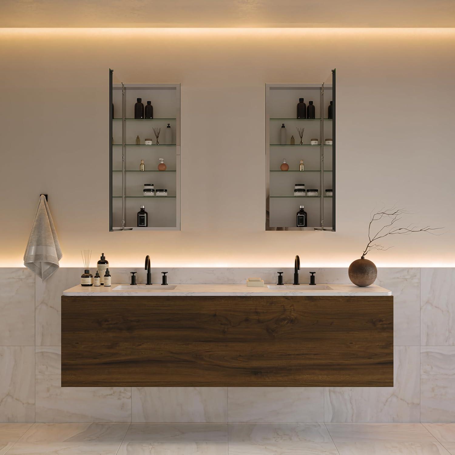Senza Recessed/Surface Mount Rectangular Frameless Bathroom Medicine Cabinet
