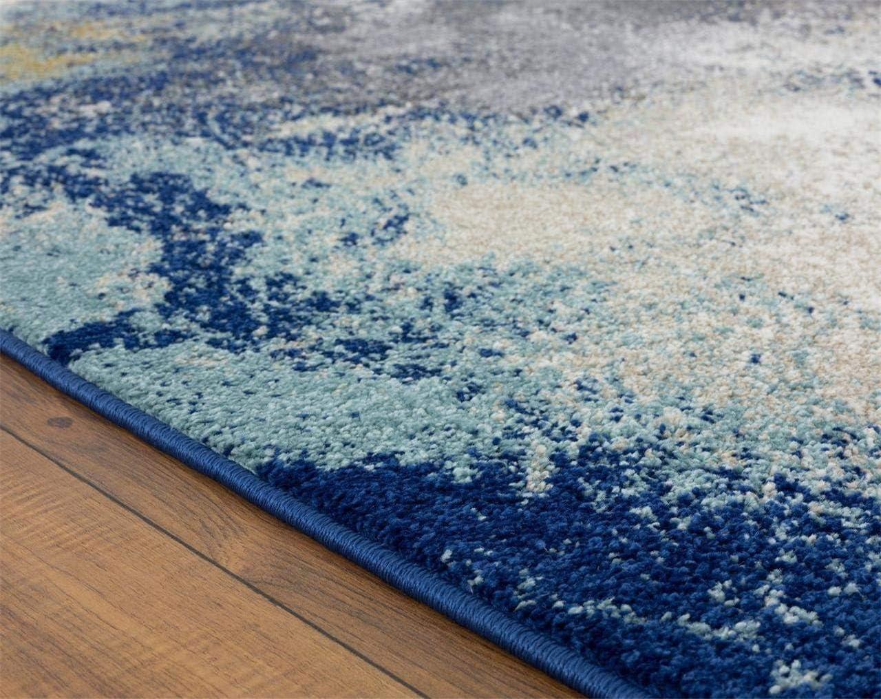 Luxe Weavers Beverly Collection Modern Abstract Blue Area Rug.