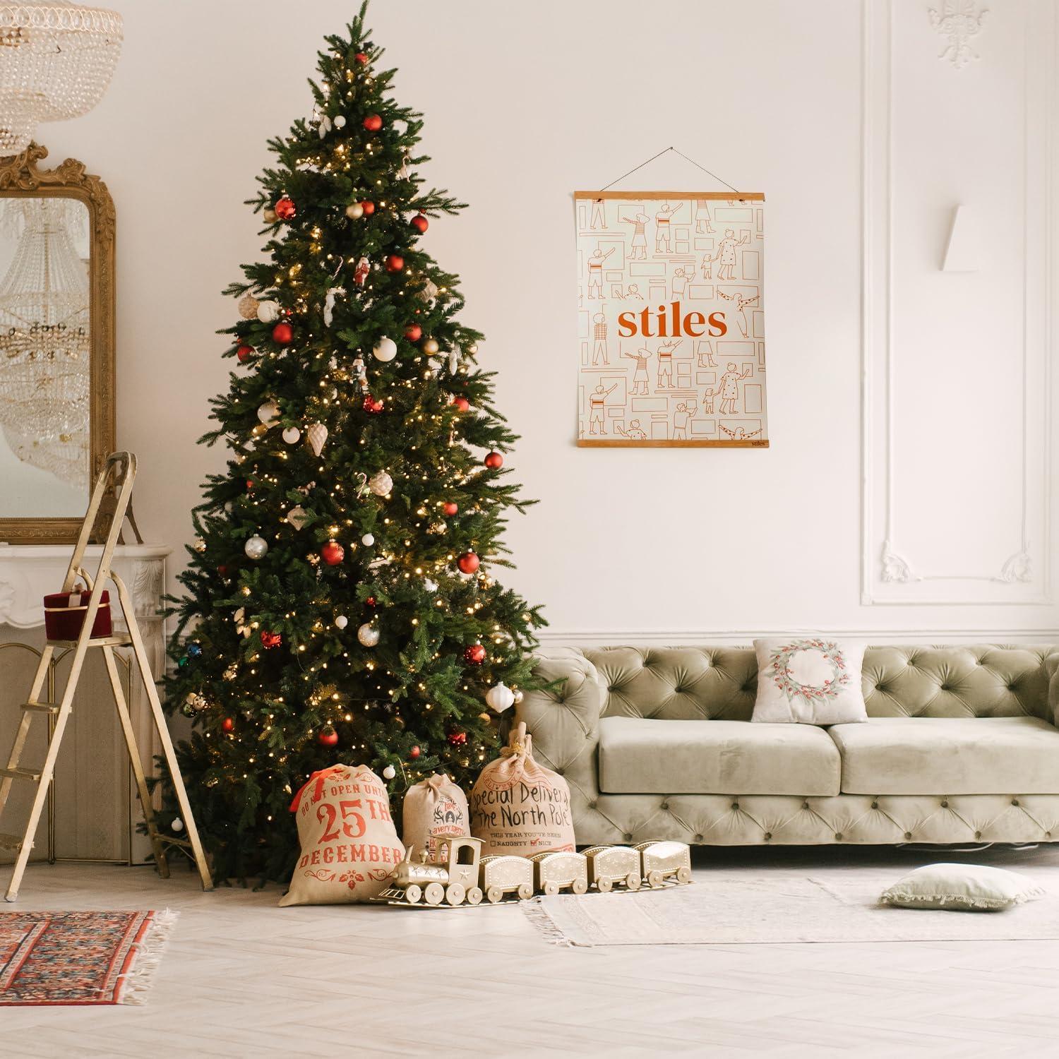 Stiles Magnetic Picture Frame, Wooden Poster Hanger with Adjustable String for Artworks and Photos, 12 Inches