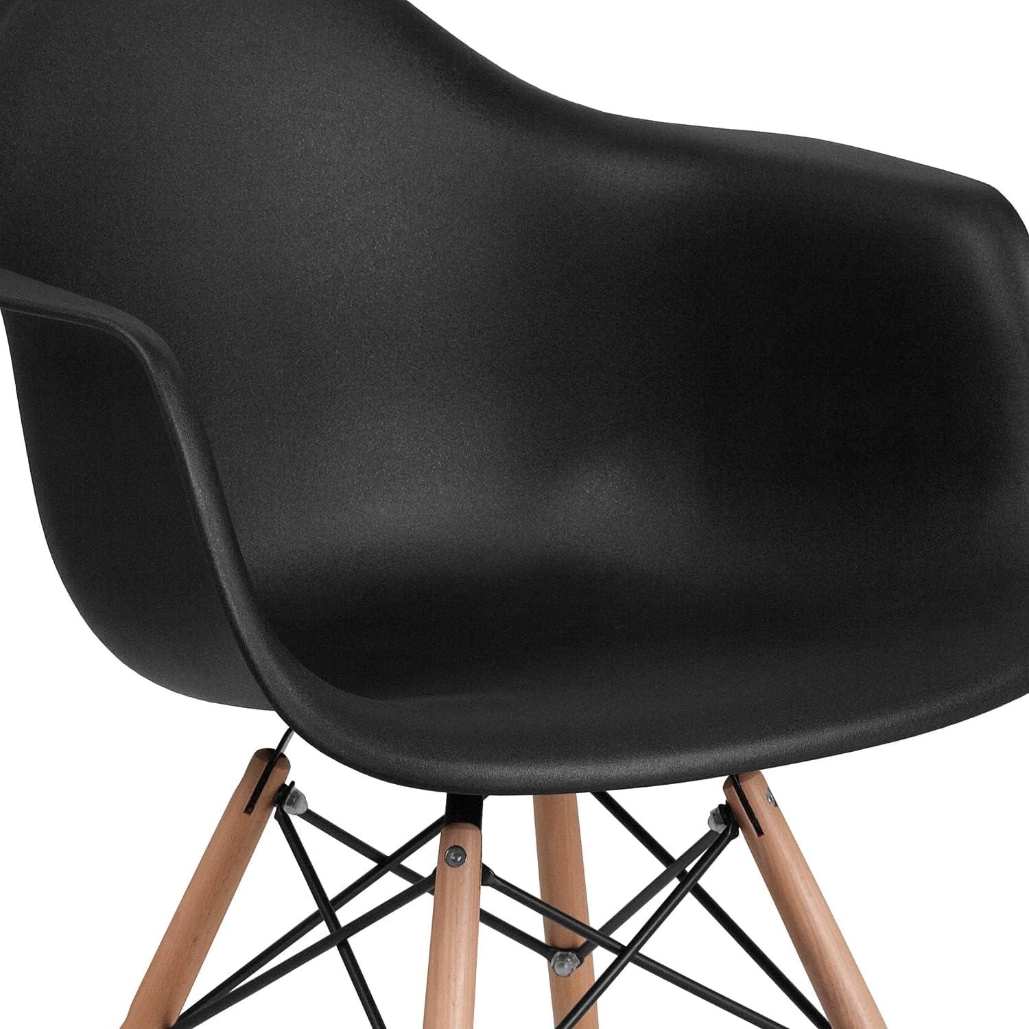 Flash Furniture 2 Pack Alonza Series Black Plastic Chair with Wooden Legs