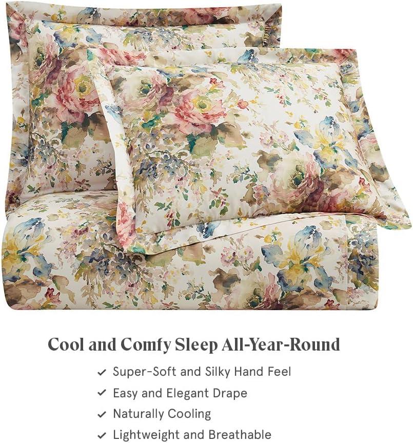 Jolie Lyocell Jardin Watercolor Floral Chic Casual 3 Piece Comforter Set