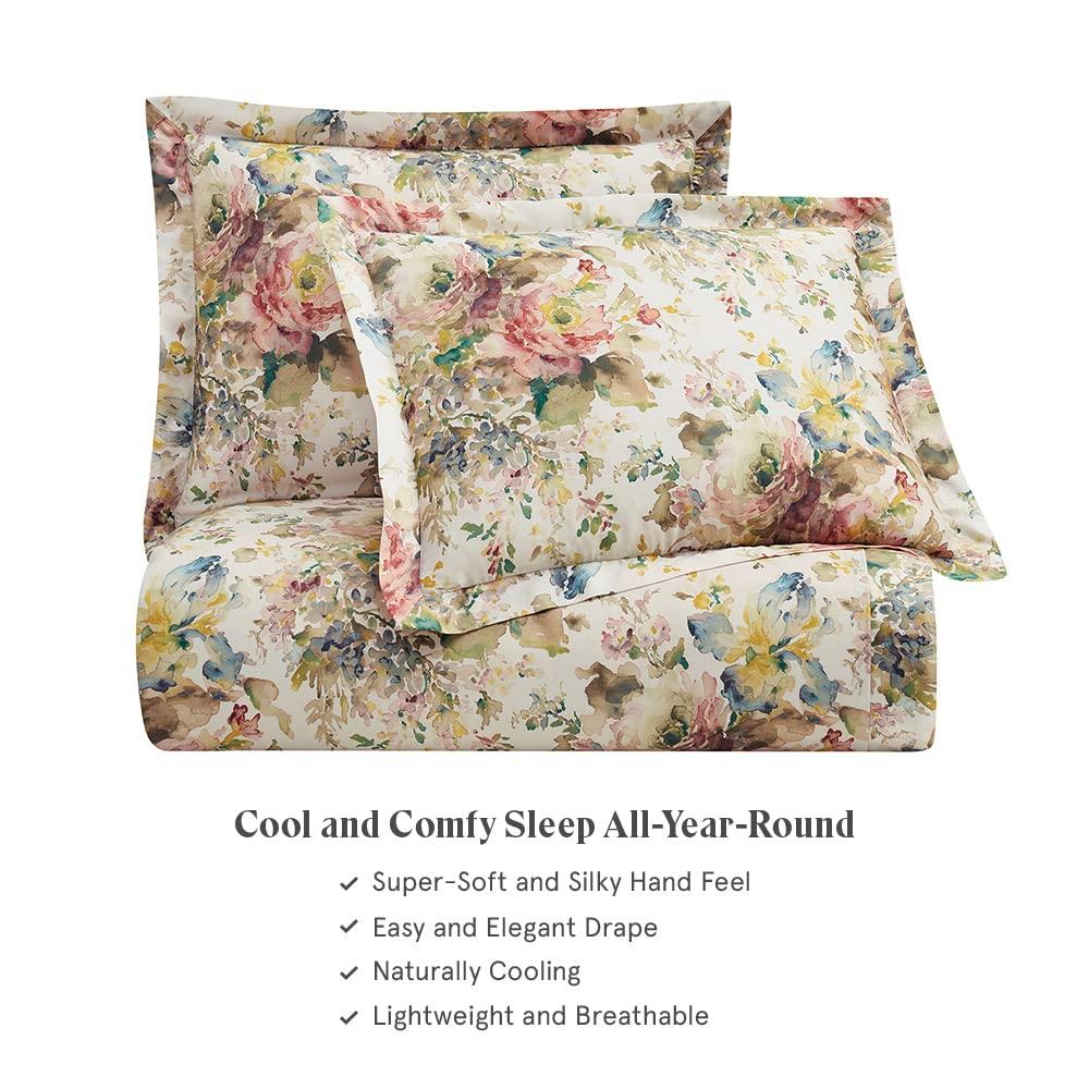 HiEnd Accents Lyocell Jardin Watercolor Floral Chic Casual 3 Piece Comforter Set