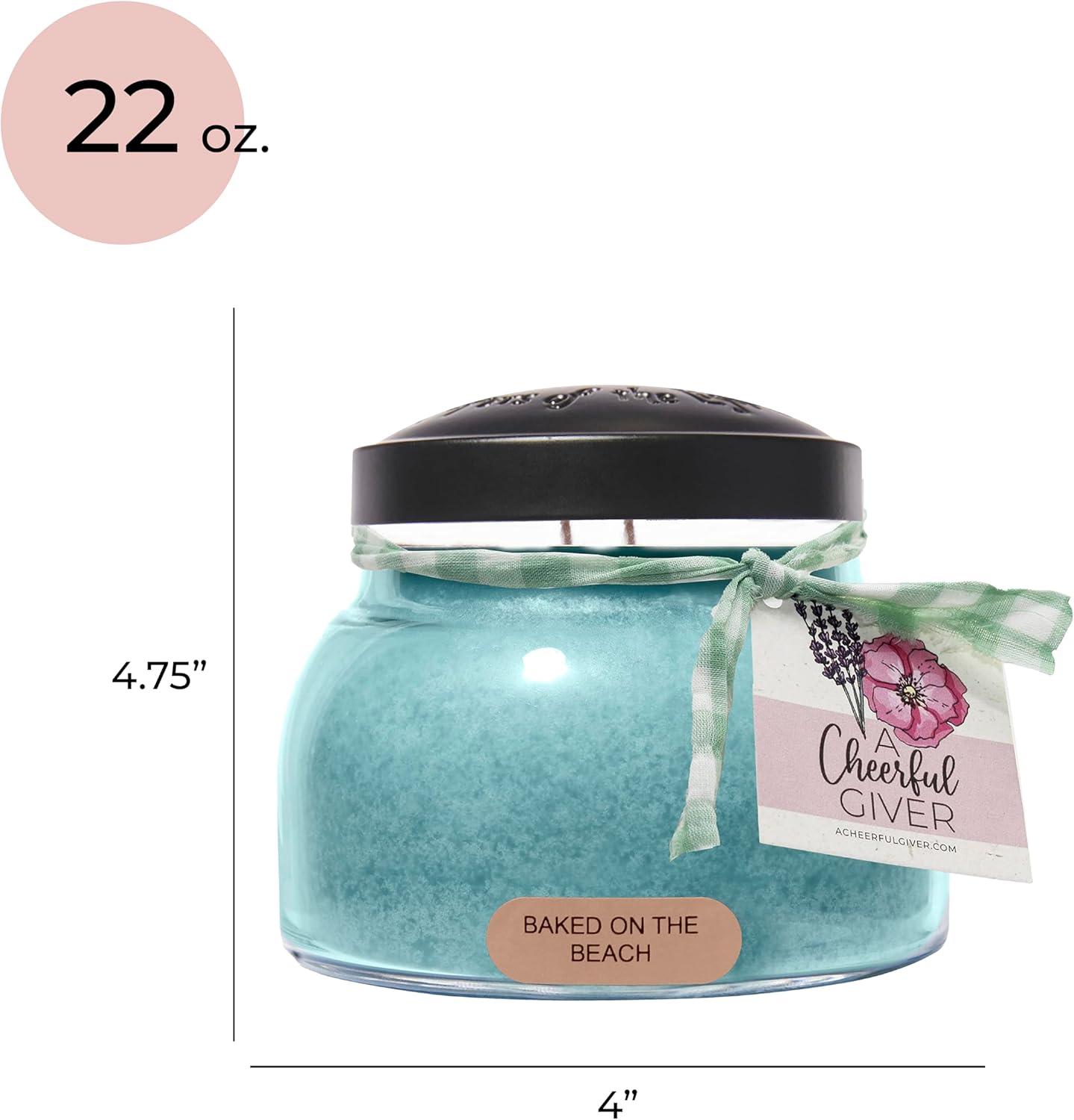 Baked on the Beach Blue Scented Candle with Black Lid