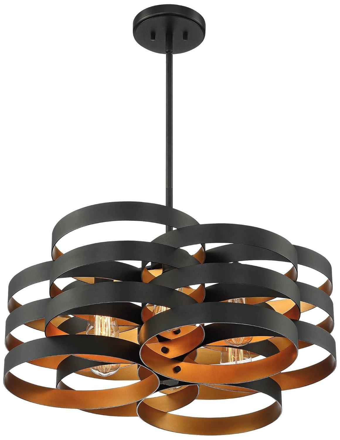 Possini Euro Design Zia Black Gold Chandelier 25 1/2" Wide Modern 6-Light Fixture for Dining Room House Foyer Kitchen Island Entryway Bedroom Home