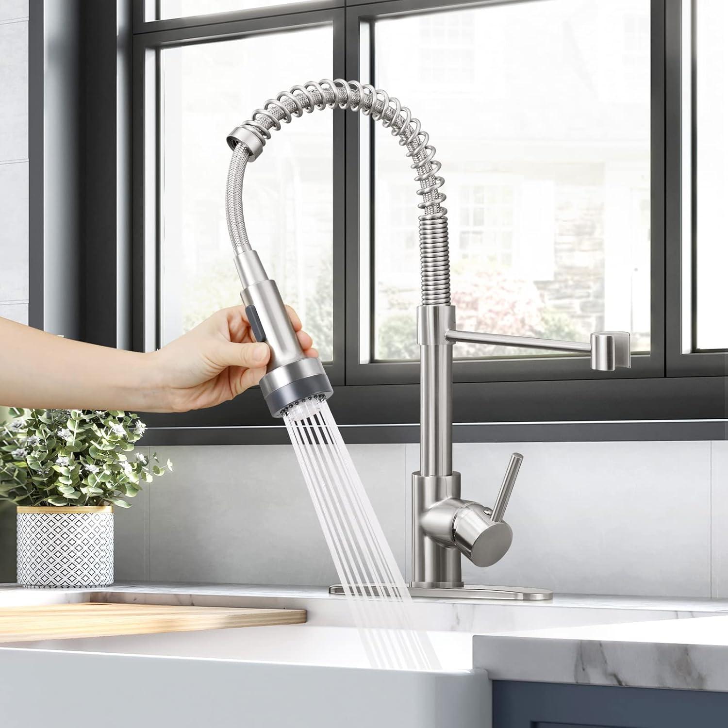 Brushed Nickel LED Pull-Out Spray Kitchen Faucet