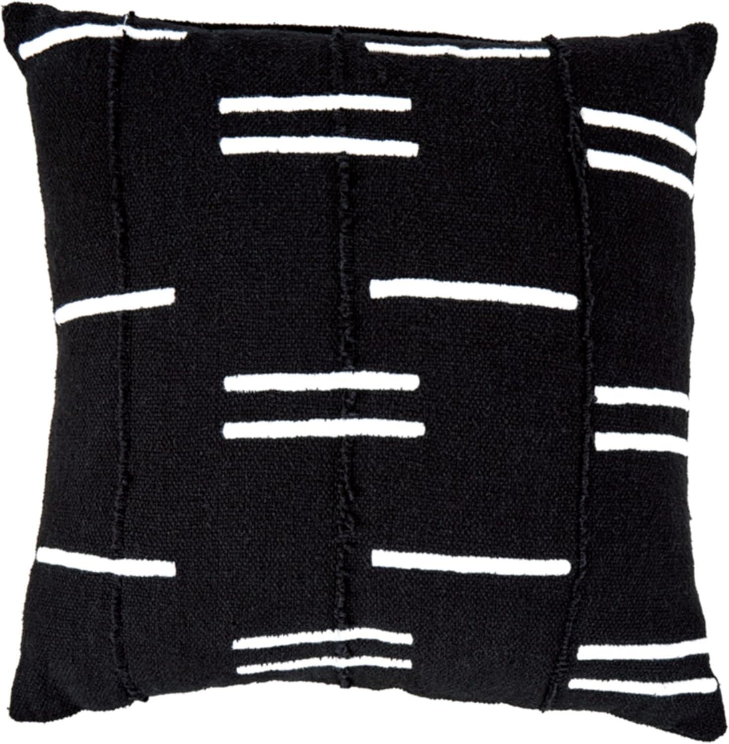 Black and White Patchwork Cotton Square Accent Pillow, 20 x 20 Inches