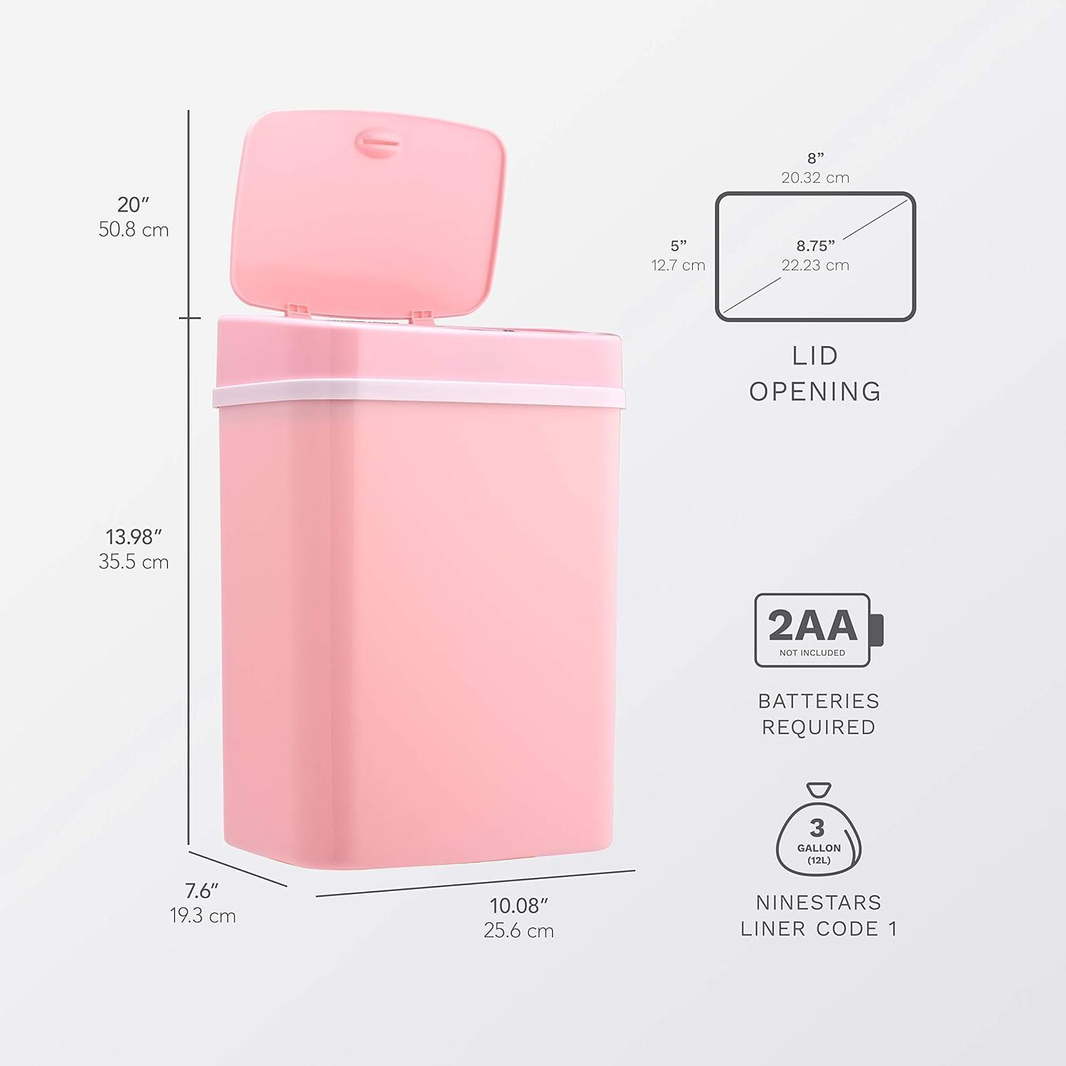 Pink 3.2 Gallon Touchless Plastic Trash Can