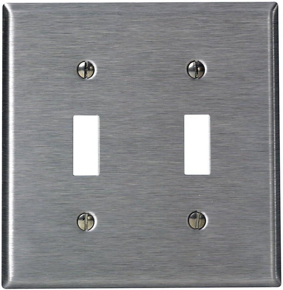 Stainless Steel 2-Gang Double Toggle Wallplate