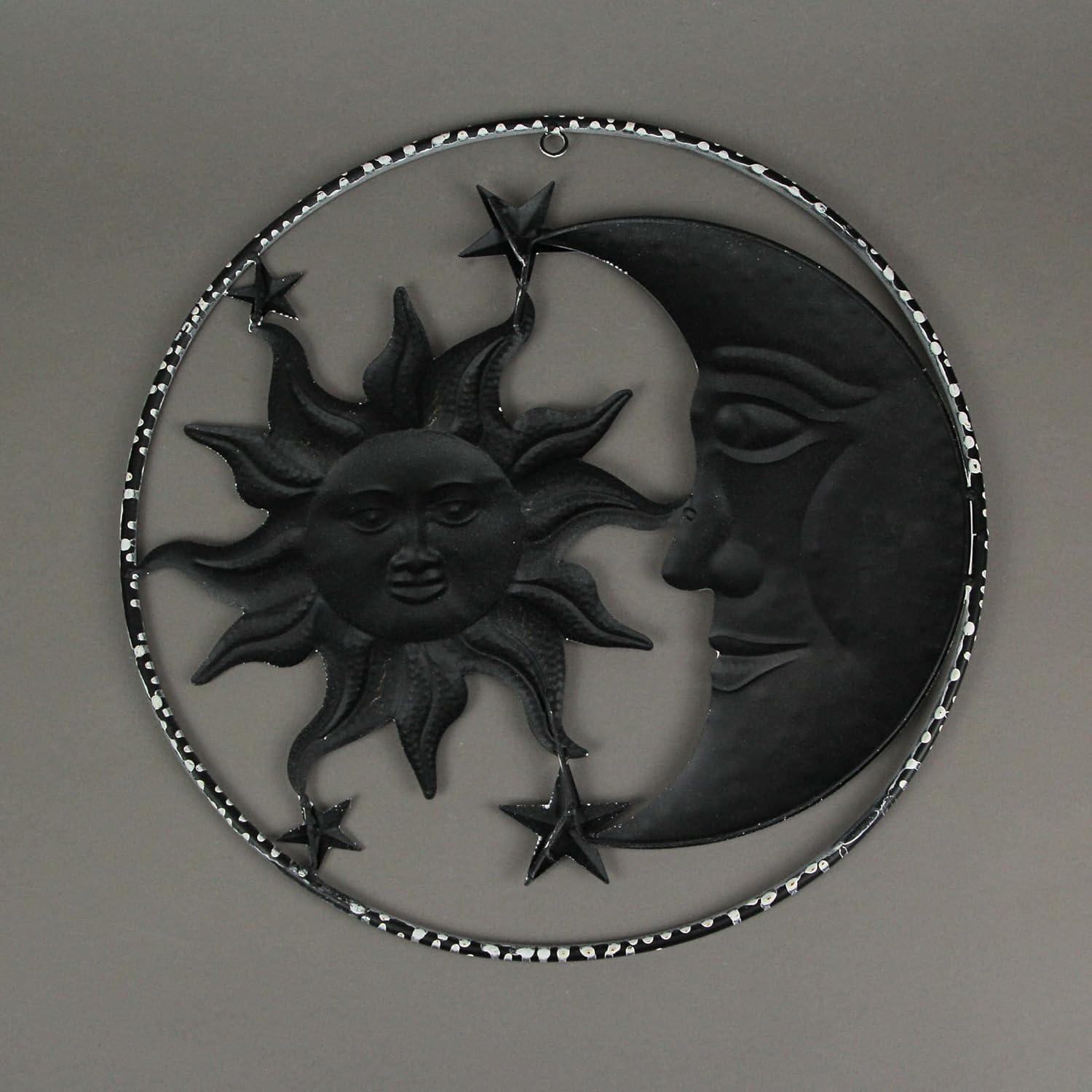 Zeckos Whitewash Metal Sun Moon Stars Celestial Wall Art 16.5 inch